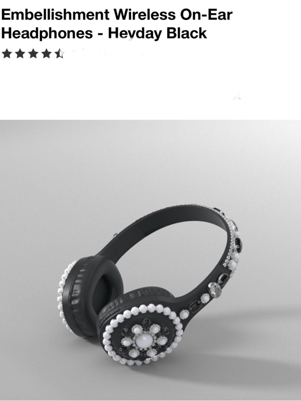 *new* heyday Black On-Ear Headphones with Embellishments- Black